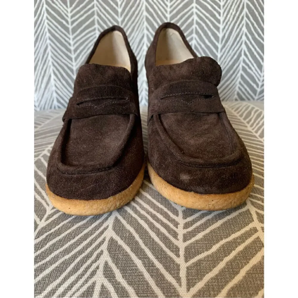 Michael Kors Rory Brown Suede Grass hopper Loafer Wedge Pumps Shoes ss 7.5 WORN